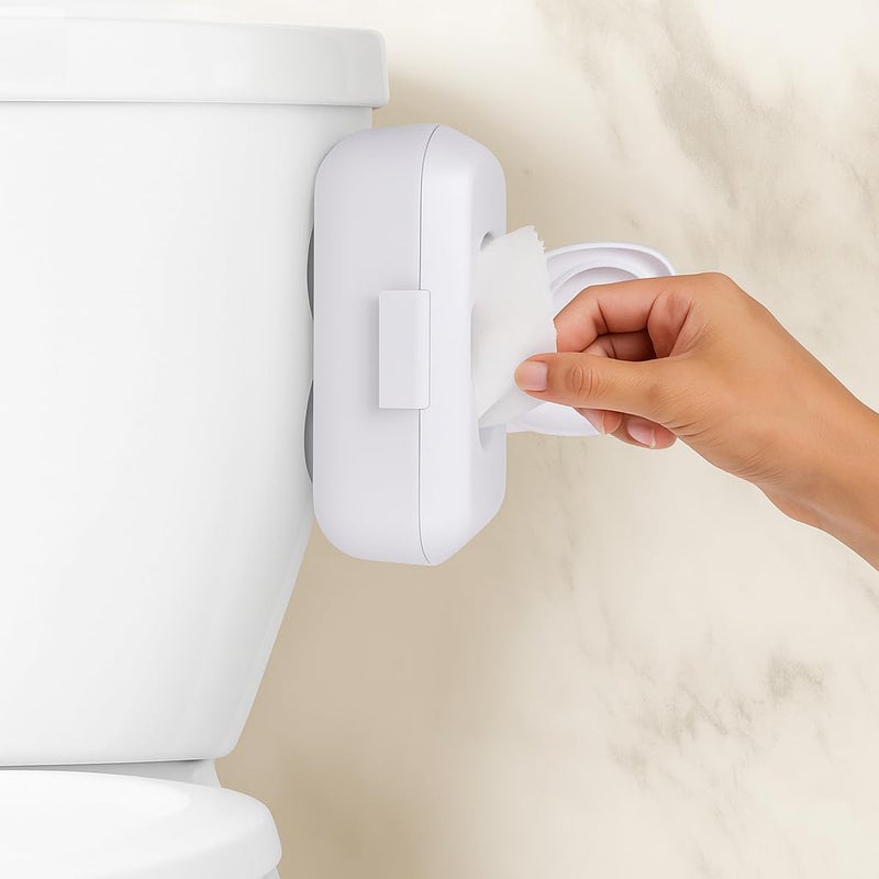Loo Discreet Flushable Wipes Dispenser – Fits Standard Size Flushable Wipes Only – No-Drill Suction Mount, Hygienic Low-Profile Holder for Bathroom & Toilet - Image 1